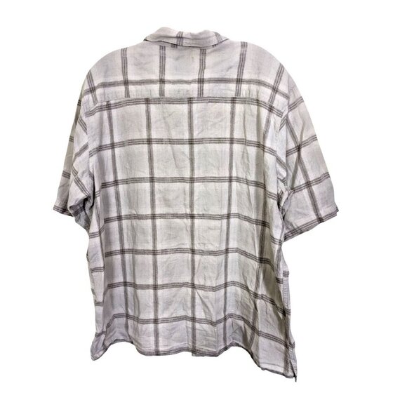 George Shirt Linen Blend Shirt Men Size XL Beige Check Short Sleeve Button Front - Picture 2 of 3